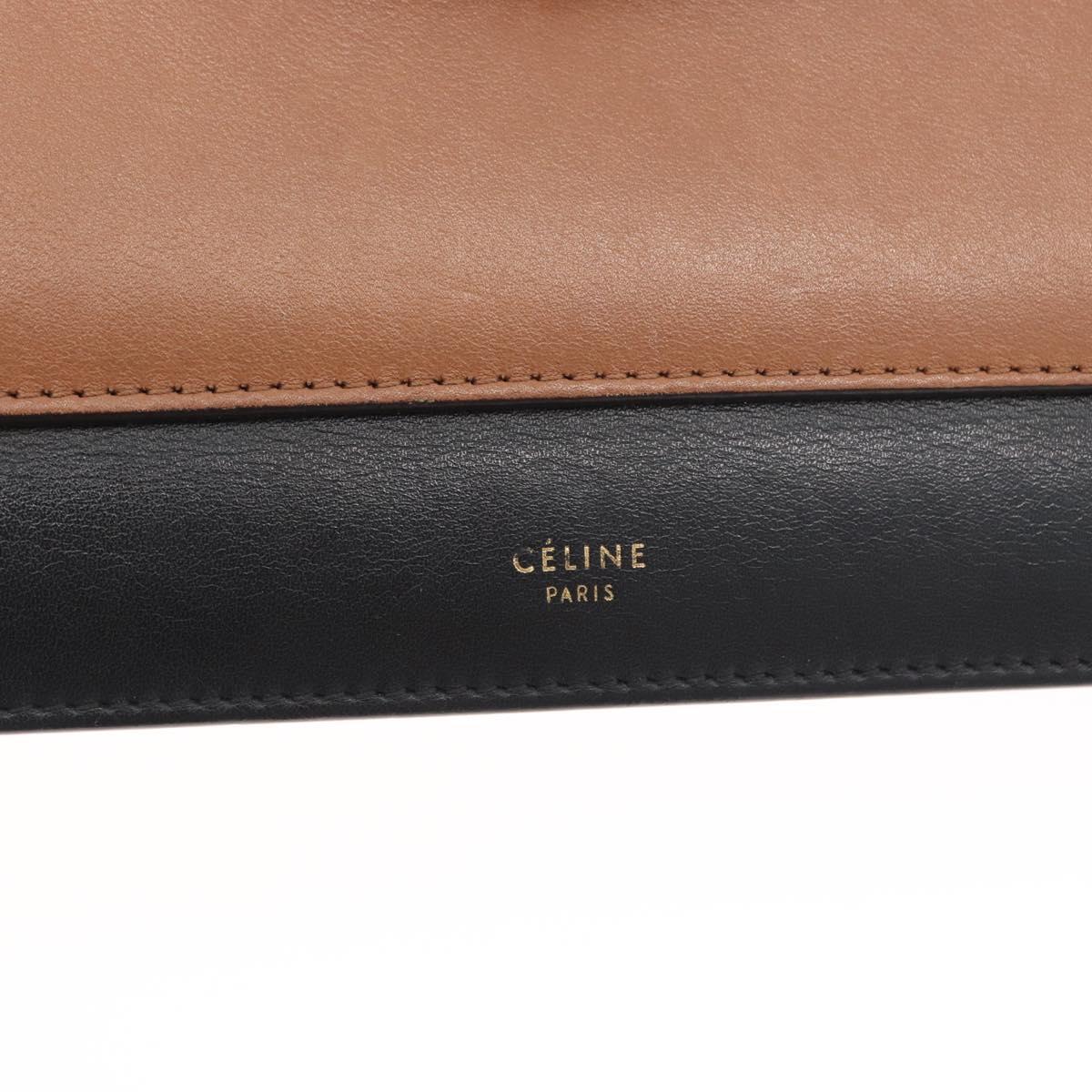 CELINE Large Flap Chain Shoulder Bag Leather Multicolor Gold Auth BA11111