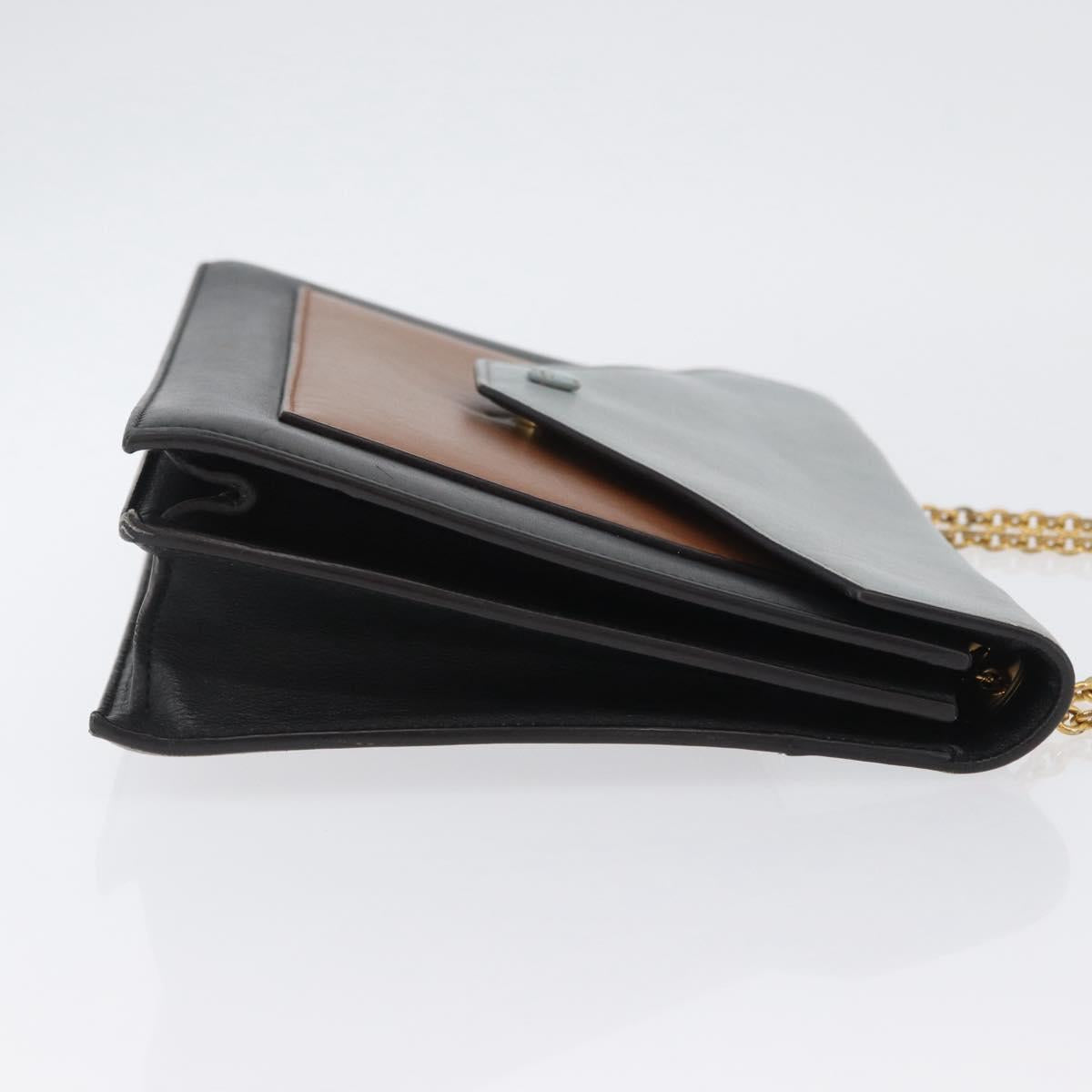 CELINE Large Flap Chain Shoulder Bag Leather Multicolor Gold Auth BA11111