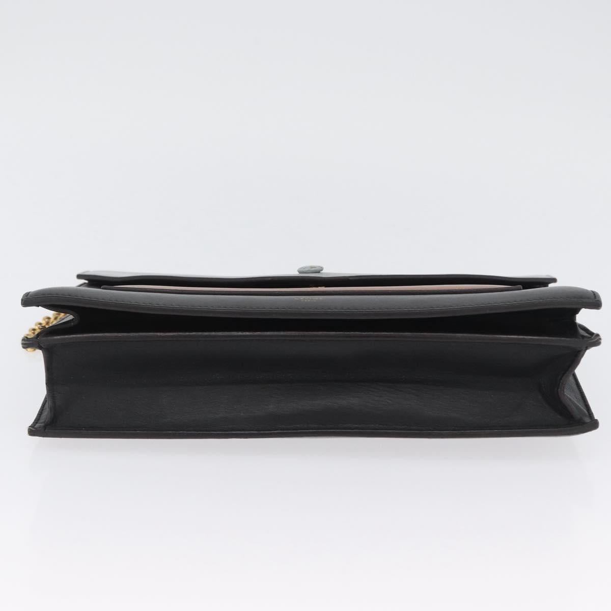 CELINE Large Flap Chain Shoulder Bag Leather Multicolor Gold Auth BA11111