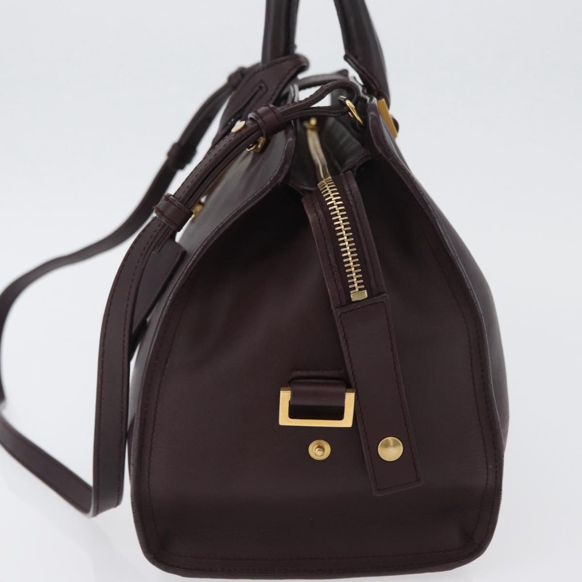 SAINT LAURENT petit cabas Hand Bag Leather 2way Purple Gold Auth BA11112
