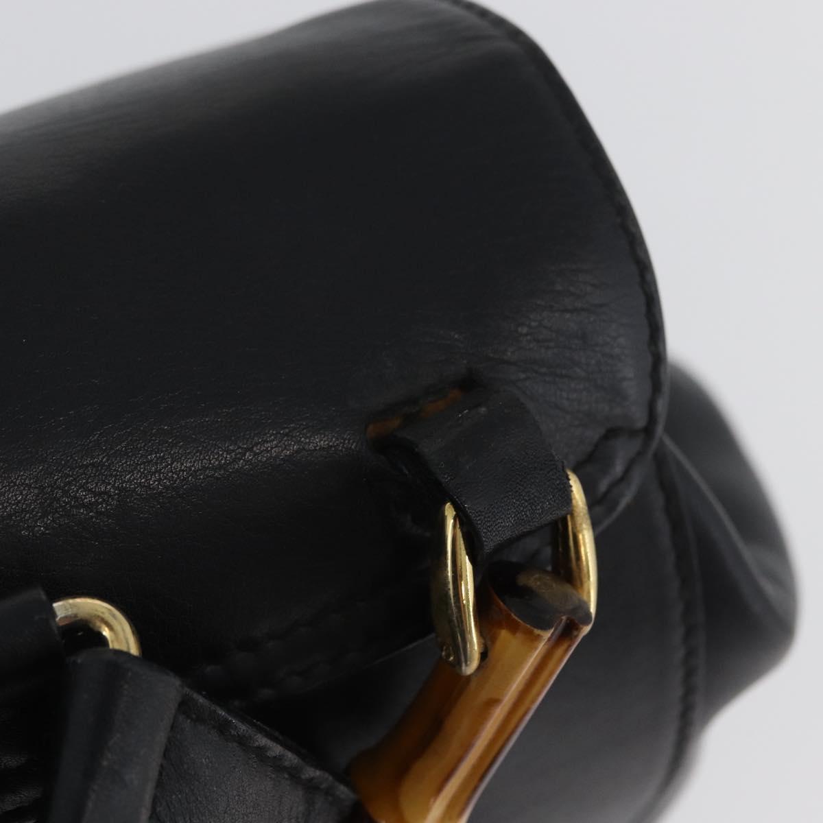 GUCCI Bamboo Backpack Leather Black Gold 003 2058 0016 Auth BA11115
