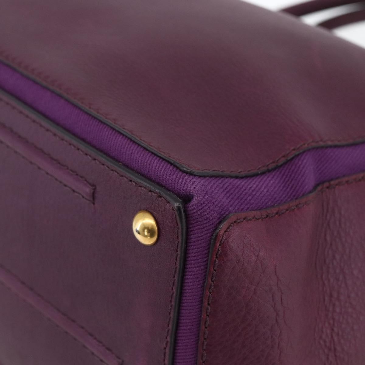 SAINT LAURENT Hand Bag Leather Purple Gold 274766 Auth BA11116V