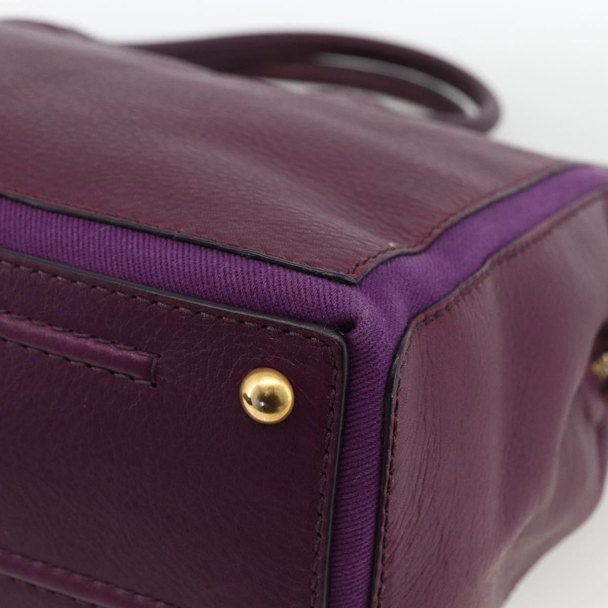 SAINT LAURENT Hand Bag Leather Purple Gold 274766 Auth BA11116V