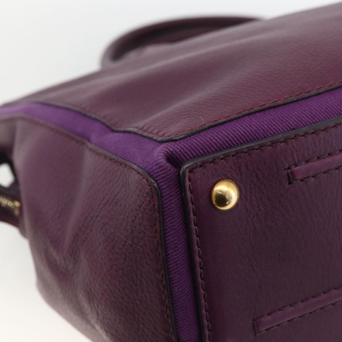 SAINT LAURENT Hand Bag Leather Purple Gold 274766 Auth BA11116V