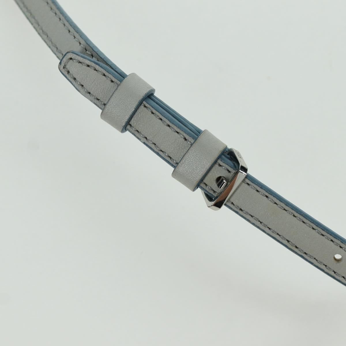 MCM Hand Bag Leather 2way Light Blue Silver Auth BA11118V