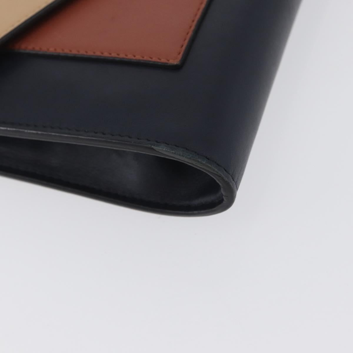CELINE Trifold Wallet Chain Bag Leather Multicolor Gold Auth BA11127