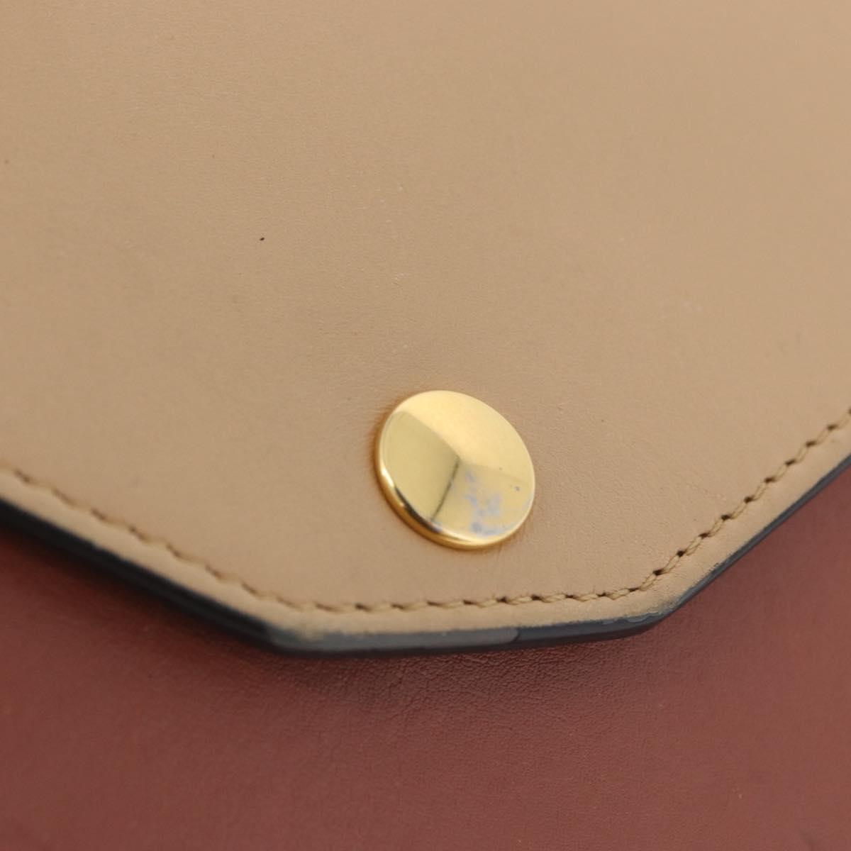 CELINE Trifold Wallet Chain Bag Leather Multicolor Gold Auth BA11127