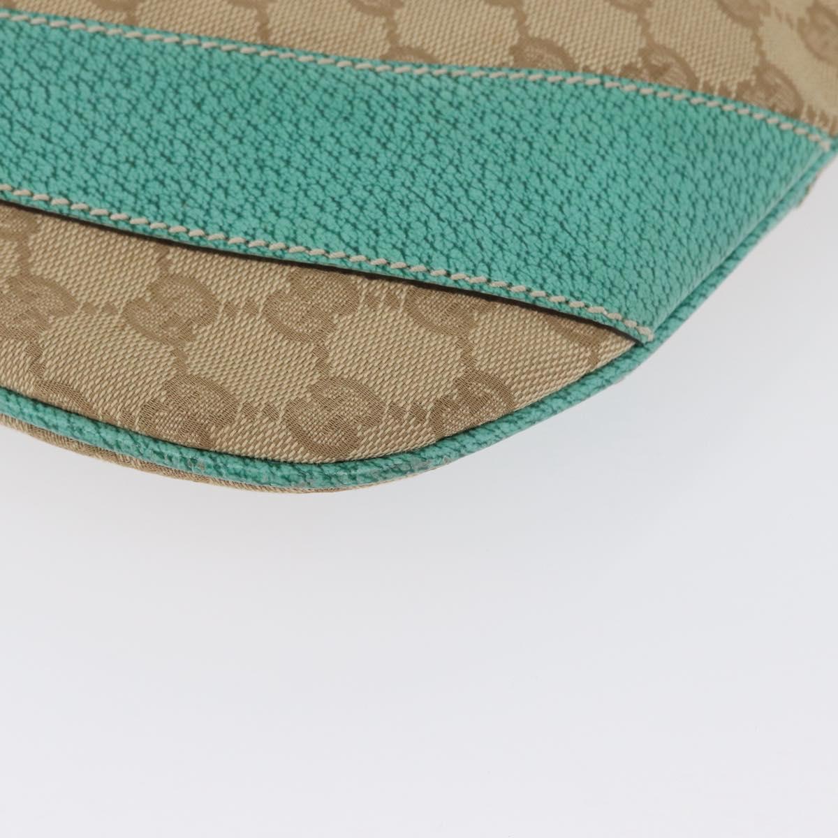 GUCCI GG Canvas Shoulder Bag Beige Mint Green Silver 124357 Auth BA11129