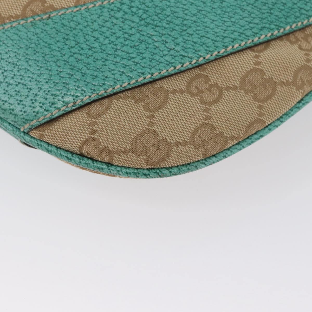 GUCCI GG Canvas Shoulder Bag Beige Mint Green Silver 124357 Auth BA11129
