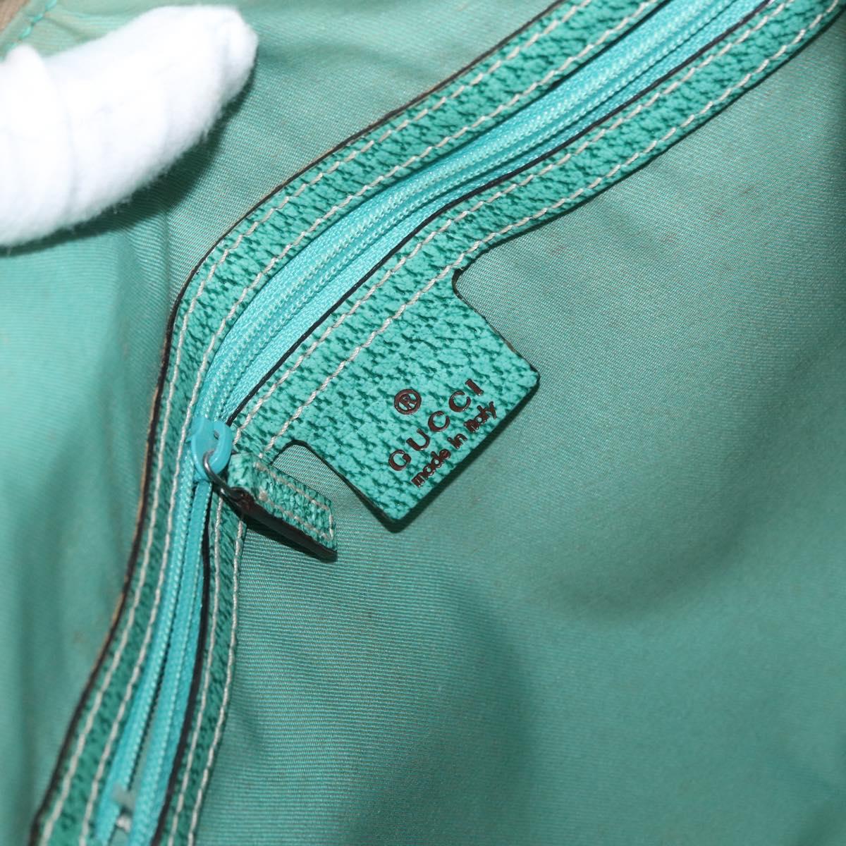 GUCCI GG Canvas Shoulder Bag Beige Mint Green Silver 124357 Auth BA11129