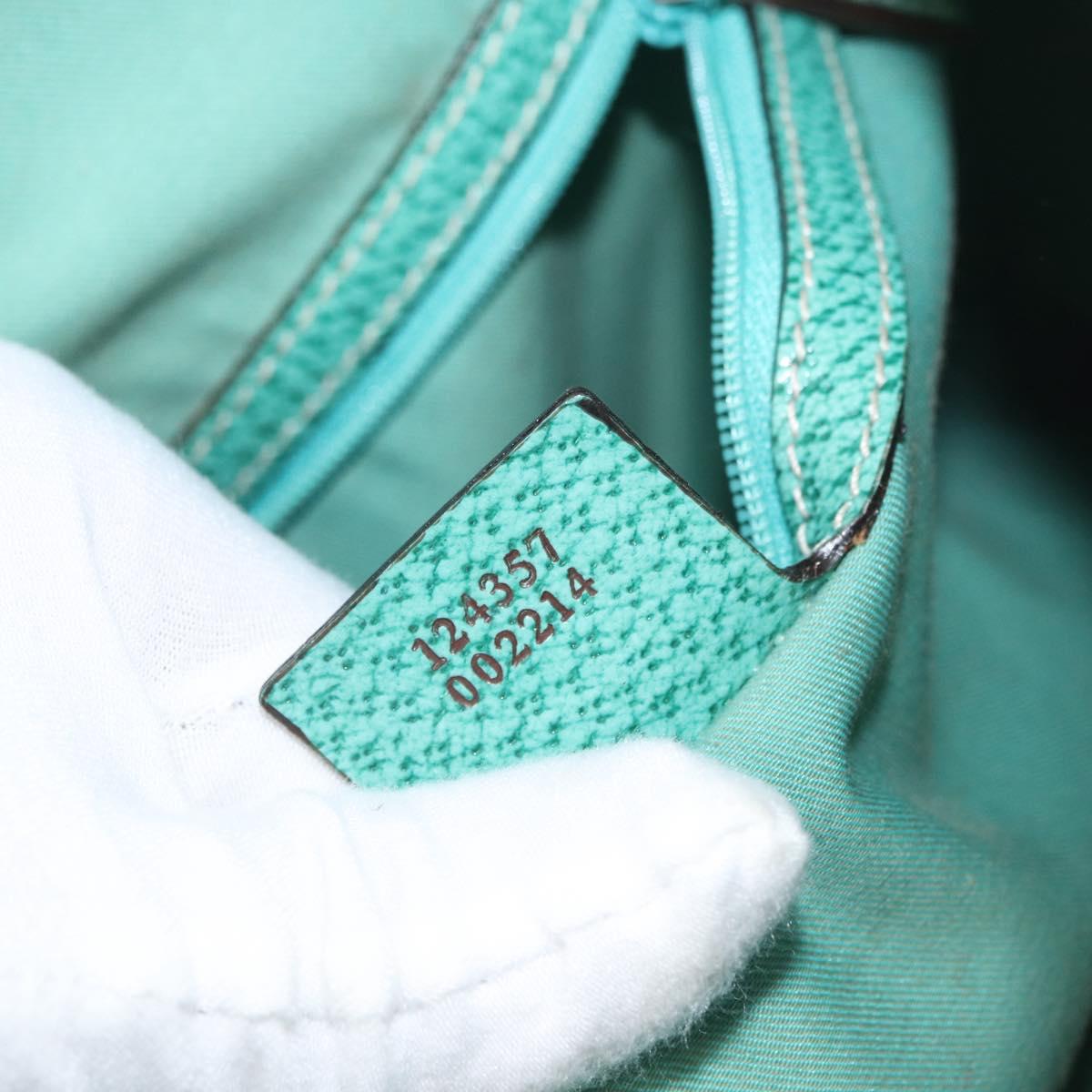 GUCCI GG Canvas Shoulder Bag Beige Mint Green Silver 124357 Auth BA11129