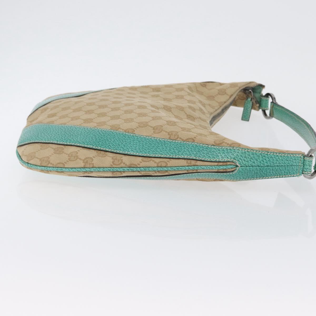 GUCCI GG Canvas Shoulder Bag Beige Mint Green Silver 124357 Auth BA11129