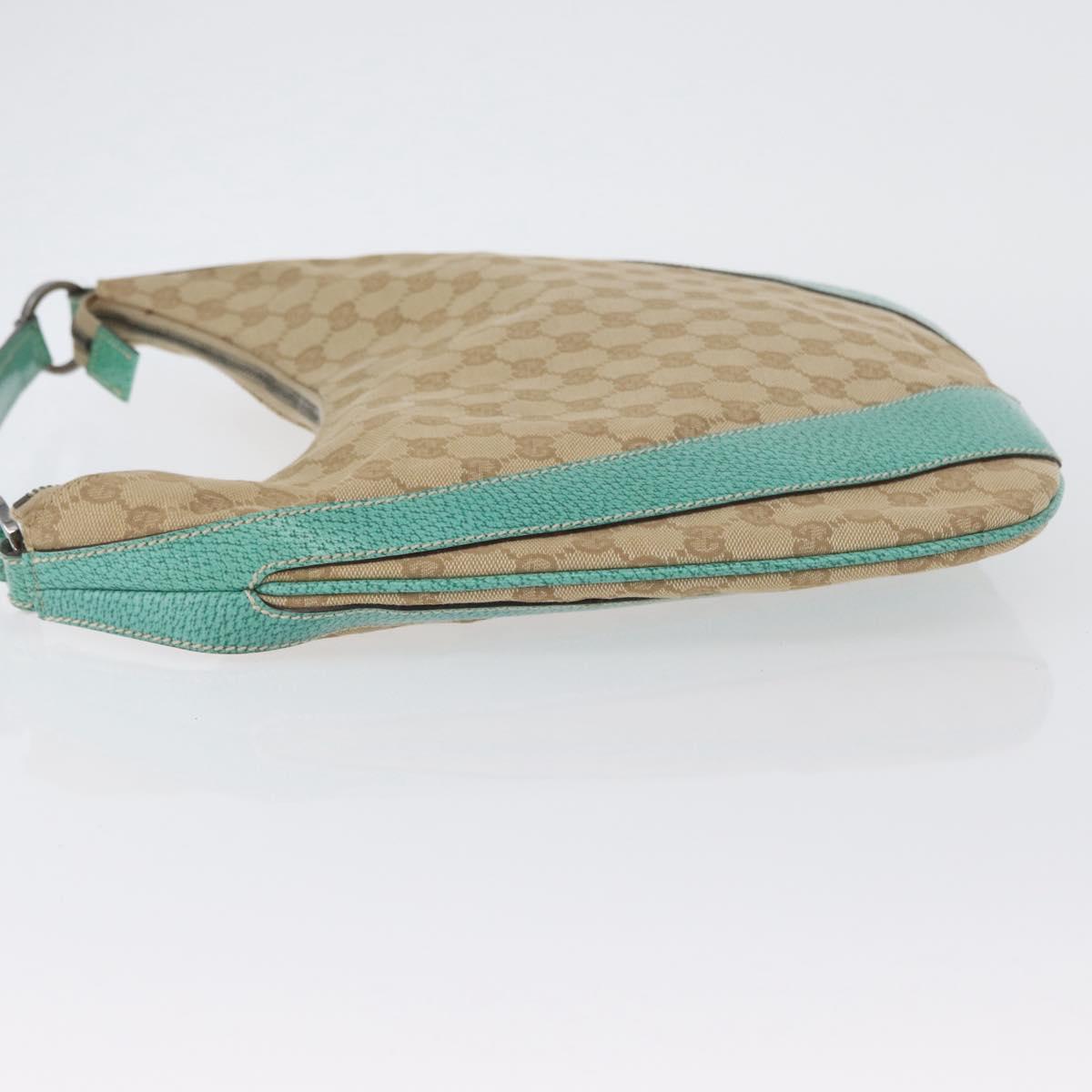 GUCCI GG Canvas Shoulder Bag Beige Mint Green Silver 124357 Auth BA11129