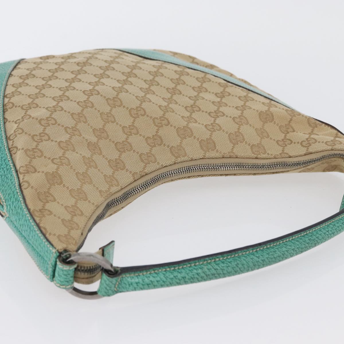 GUCCI GG Canvas Shoulder Bag Beige Mint Green Silver 124357 Auth BA11129