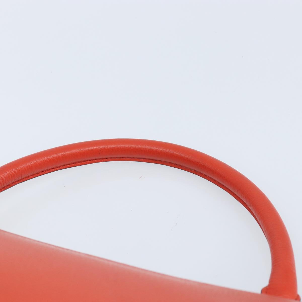 CELINE Trapeze Hand Bag Leather 2way Red Silver Auth BA11130
