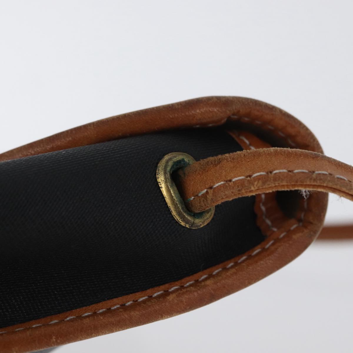 Christian Dior Shoulder Bag Coated Canvas Black Gold Auth BA11133