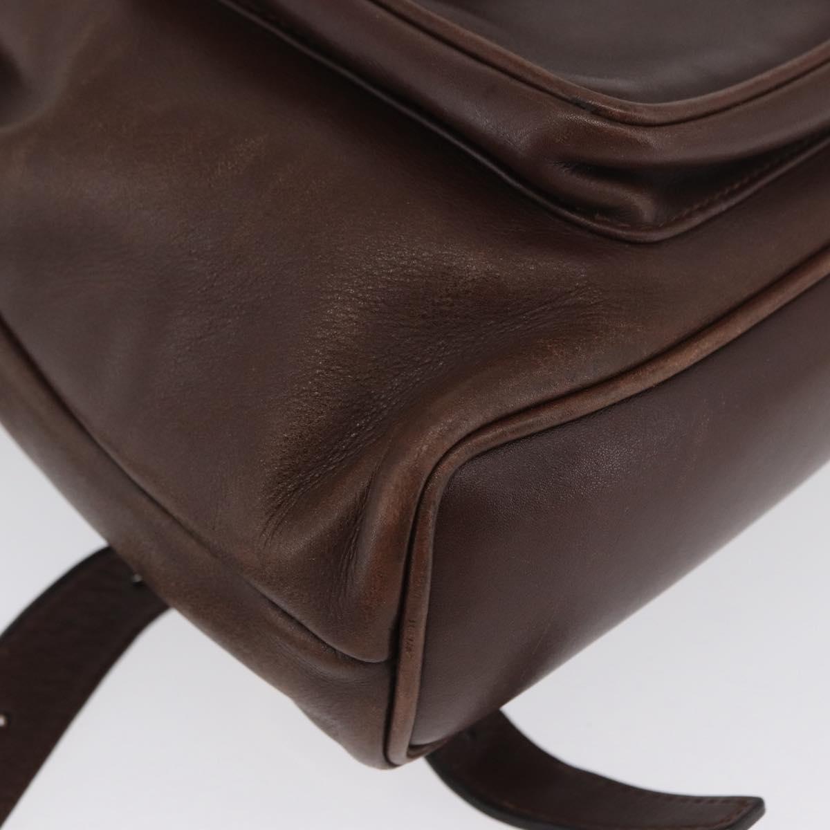 GUCCI Bamboo Backpack Leather Brown Gold 003 2058 0030 Auth BA11134