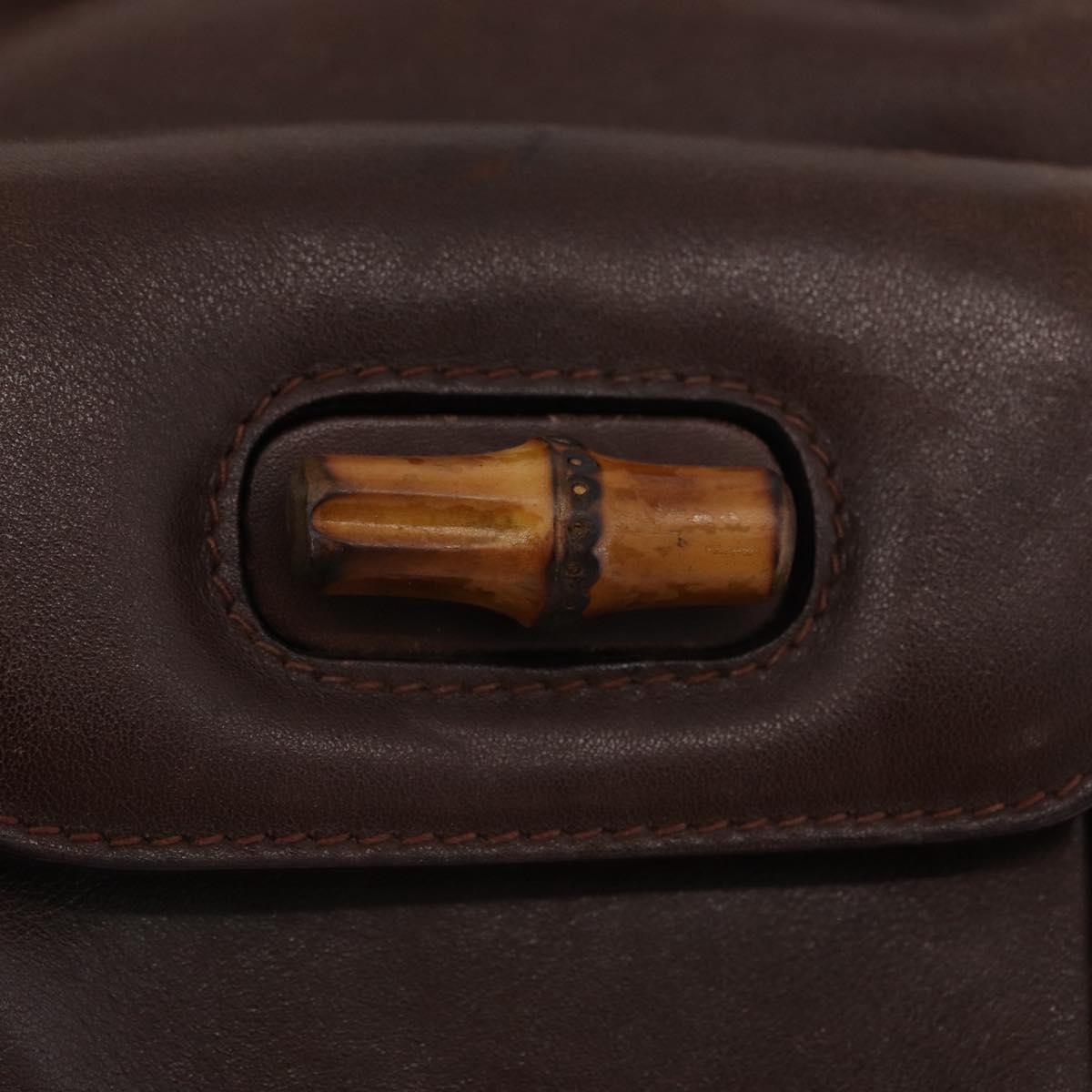 GUCCI Bamboo Backpack Leather Brown Gold 003 2058 0030 Auth BA11134