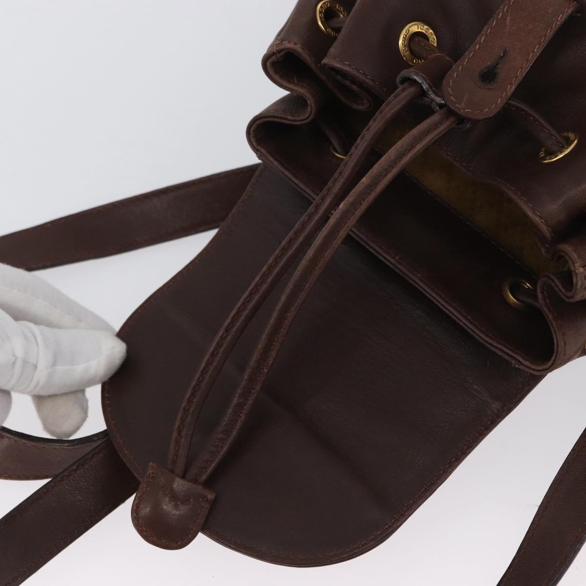GUCCI Bamboo Backpack Leather Brown Gold 003 2058 0030 Auth BA11134