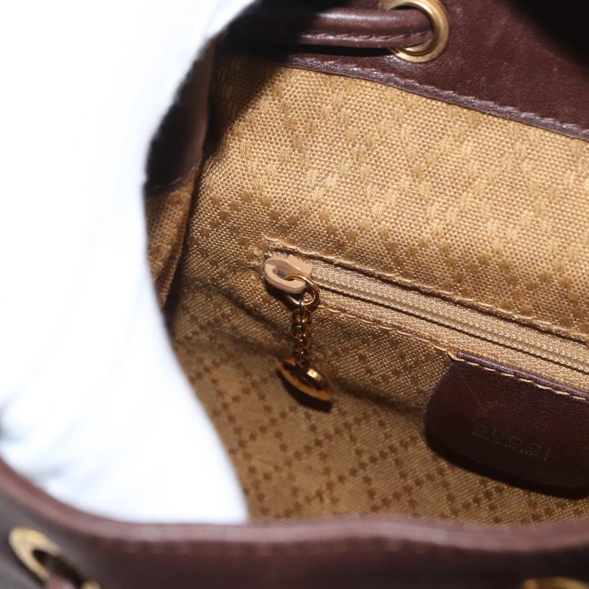 GUCCI Bamboo Backpack Leather Brown Gold 003 2058 0030 Auth BA11134
