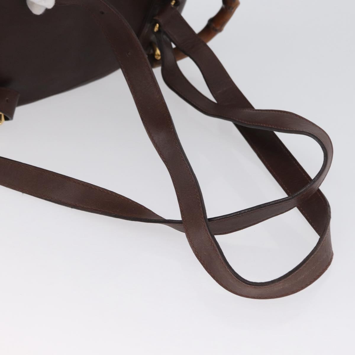 GUCCI Bamboo Backpack Leather Brown Gold 003 2058 0030 Auth BA11134