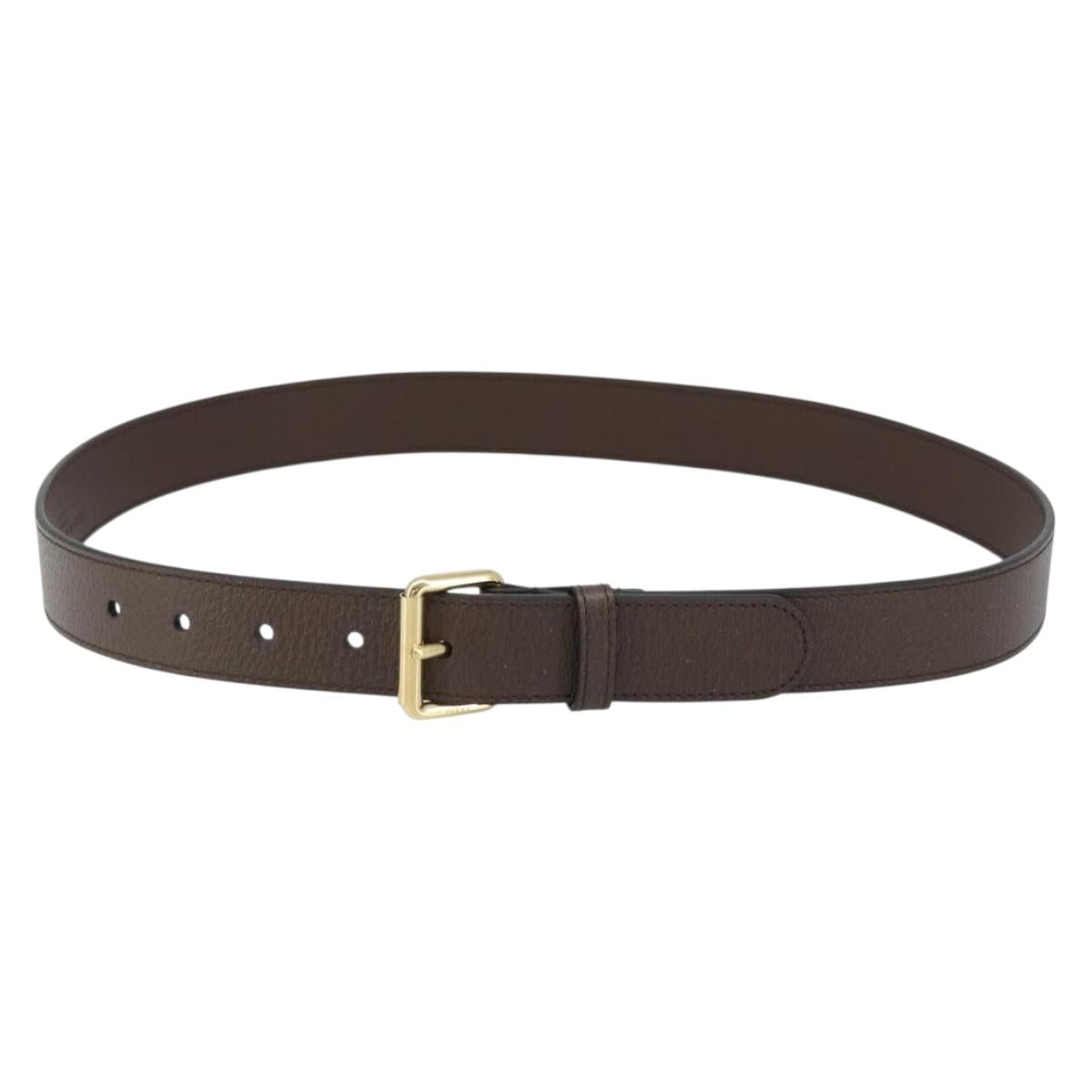 GUCCI Belt Leather 38.6"" Brown Gold Auth BA11143