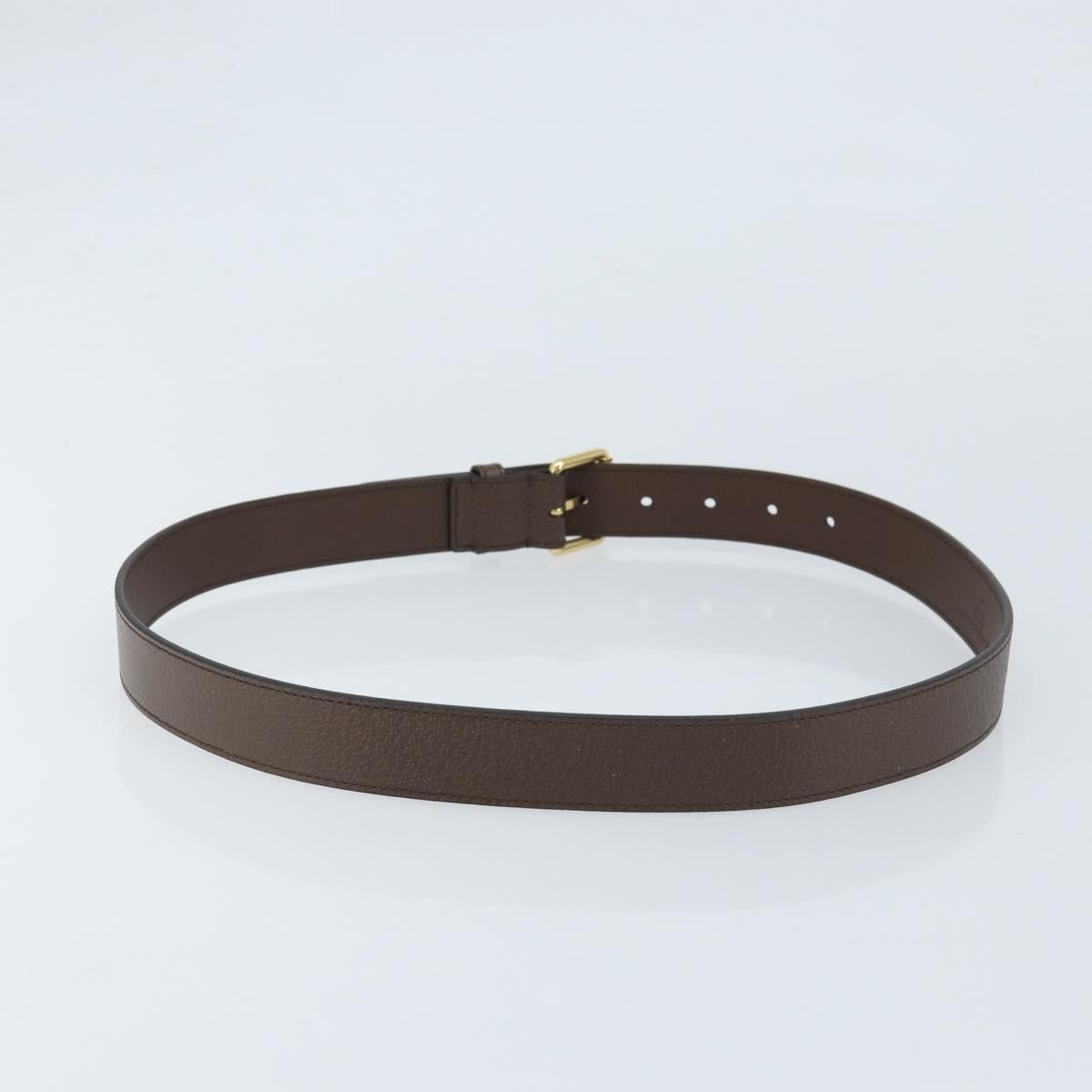 GUCCI Belt Leather 38.6"" Brown Gold Auth BA11143
