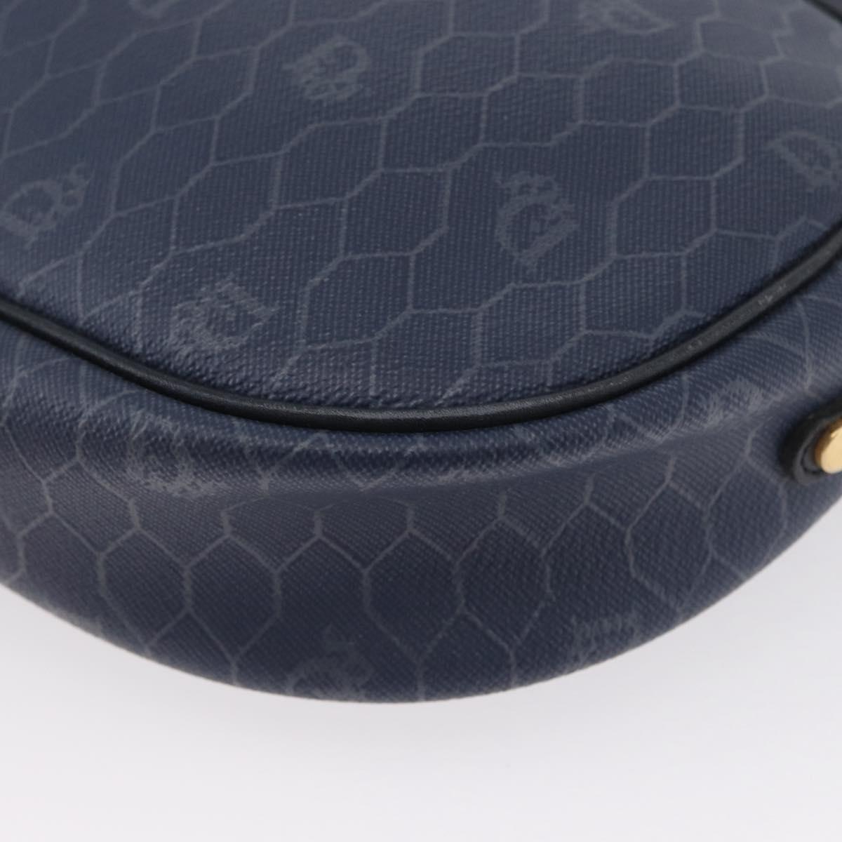 Christian Dior Honeycomb Canvas Shoulder Bag PVC Navy Gold Auth BA11145