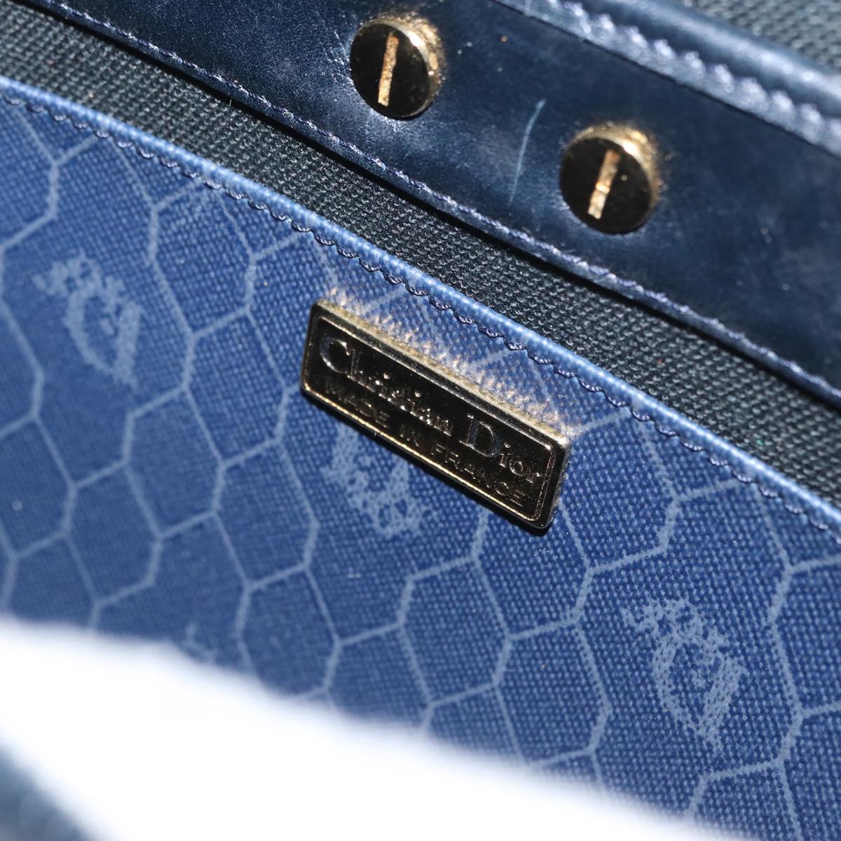 Christian Dior Honeycomb Canvas Shoulder Bag PVC Navy Gold Auth BA11145