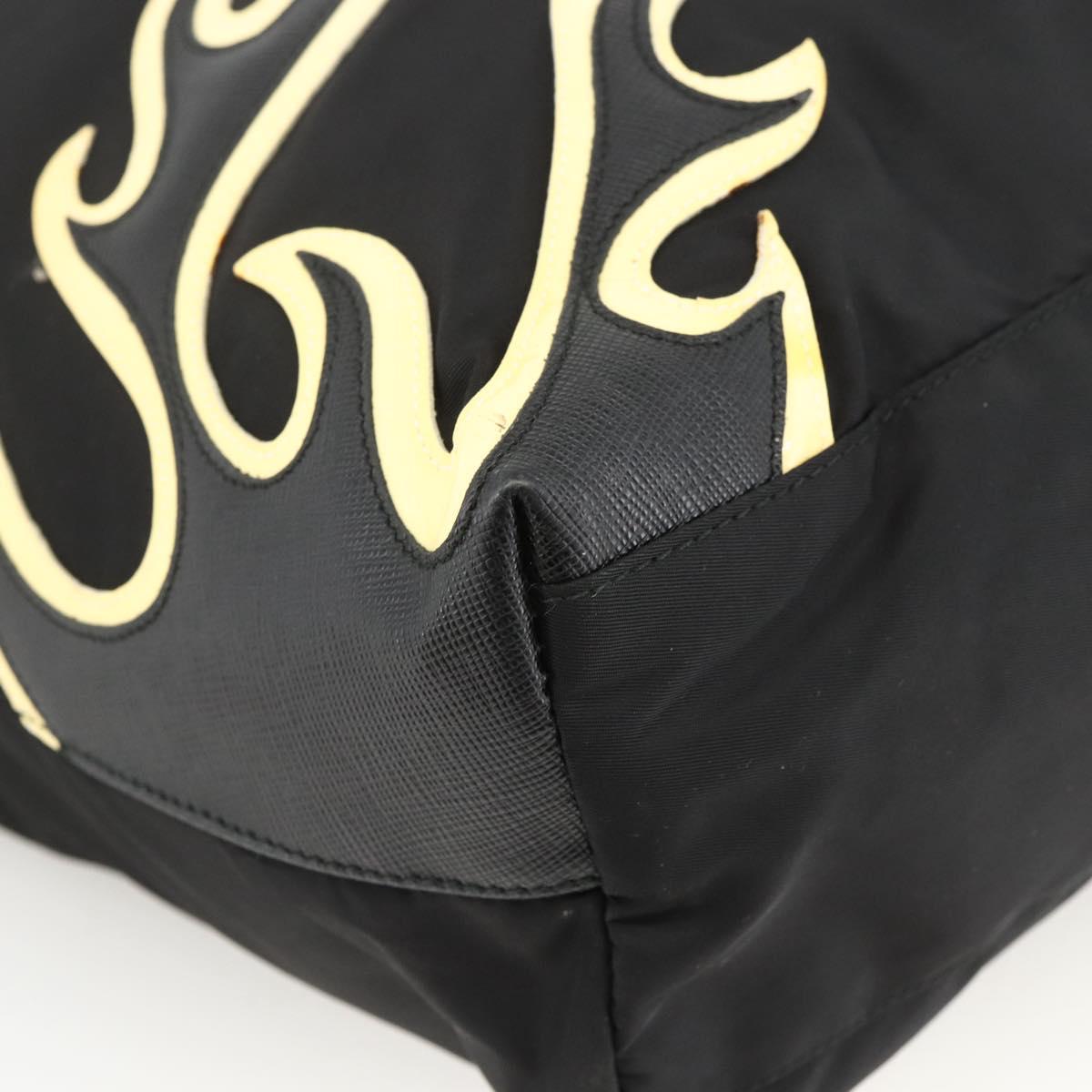 PRADA Tote Bag Nylon Black Silver Auth BA11146V