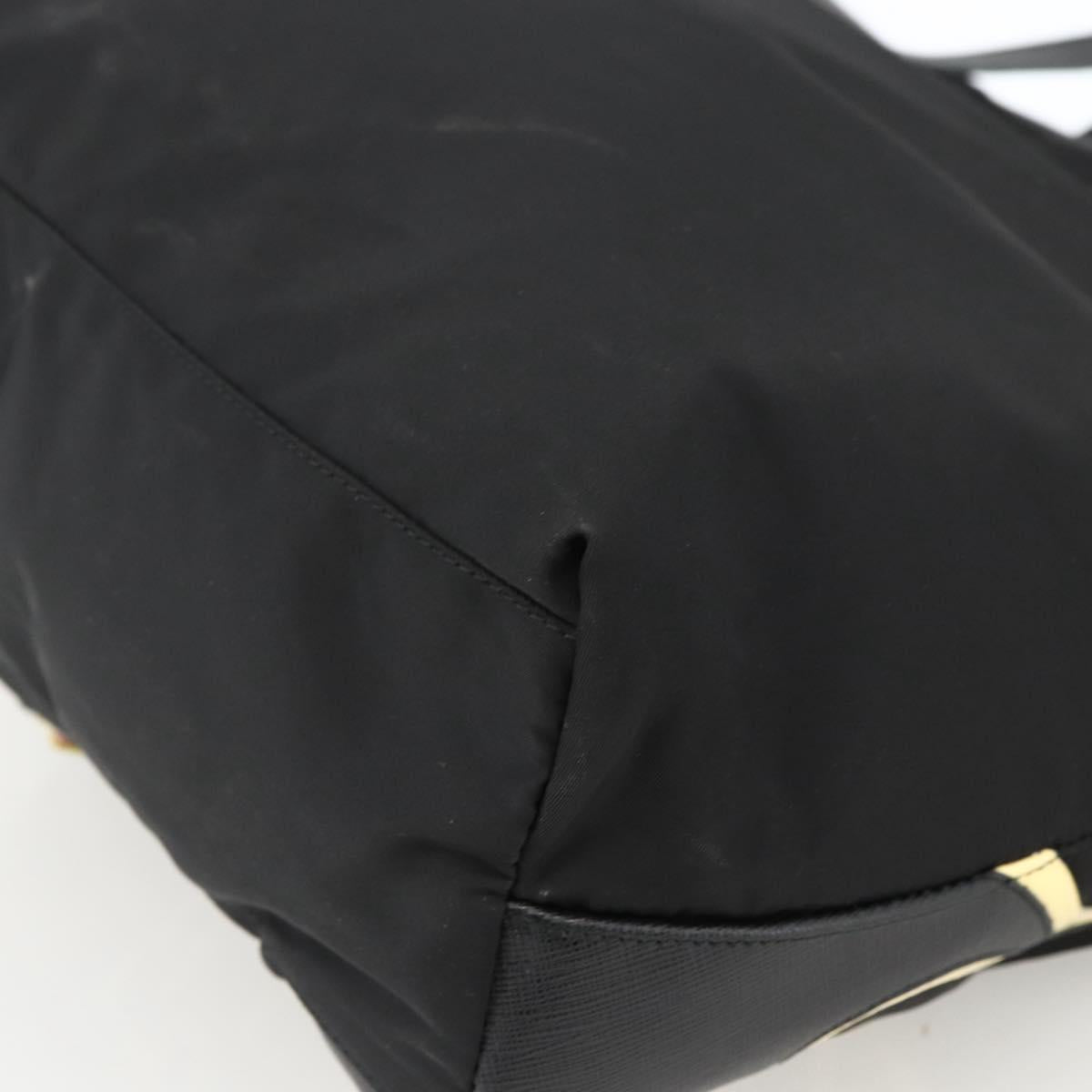 PRADA Tote Bag Nylon Black Silver Auth BA11146V