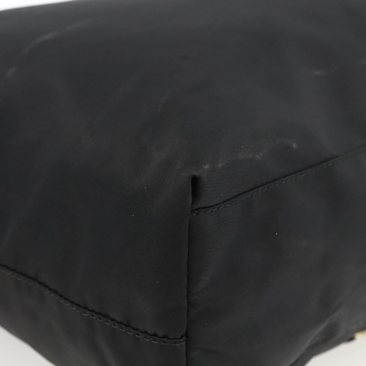 PRADA Tote Bag Nylon Black Silver Auth BA11146V