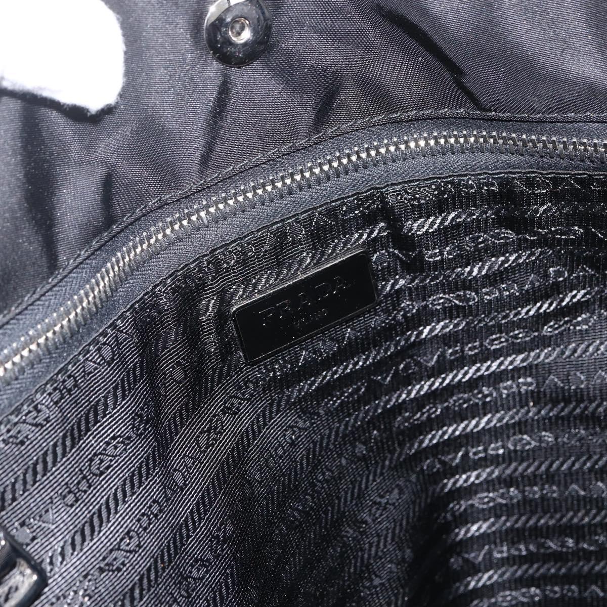 PRADA Tote Bag Nylon Black Silver Auth BA11146V