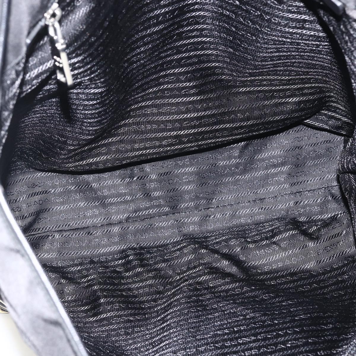 PRADA Tote Bag Nylon Black Silver Auth BA11146V