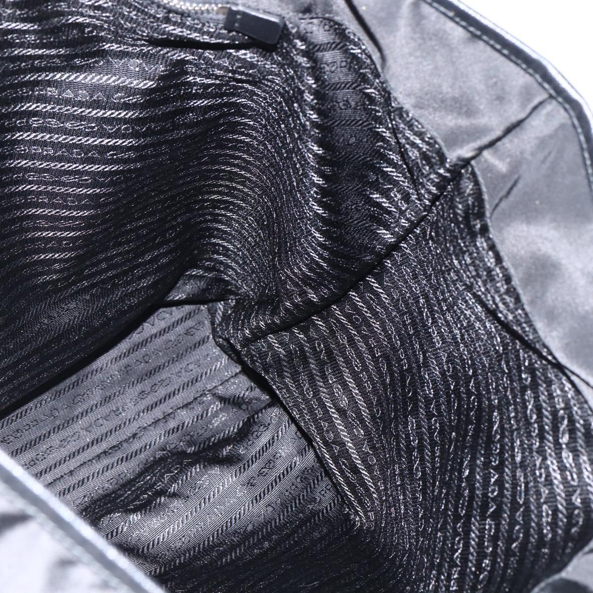 PRADA Tote Bag Nylon Black Silver Auth BA11146V