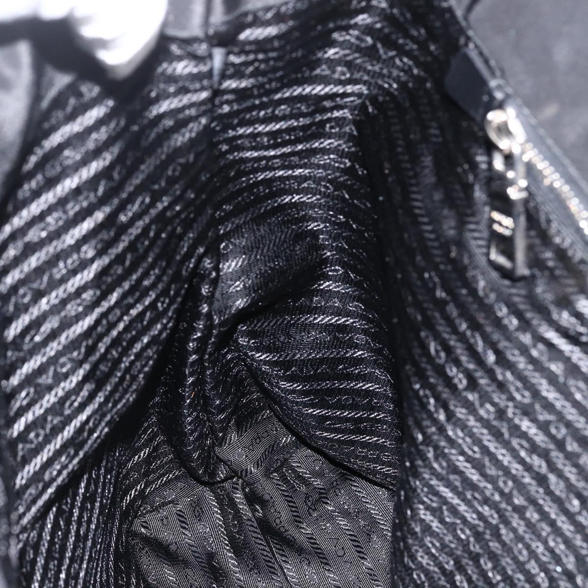 PRADA Tote Bag Nylon Black Silver Auth BA11146V