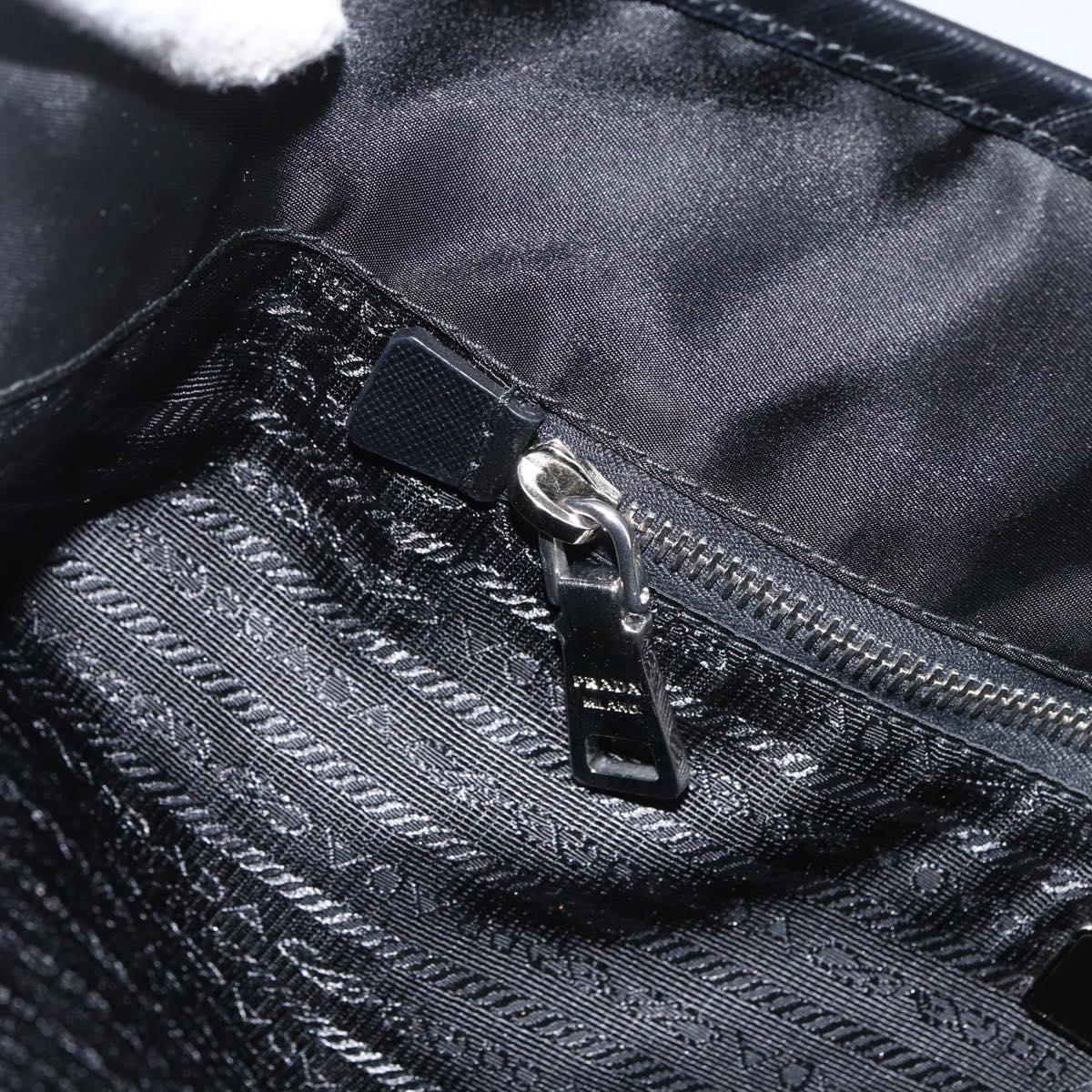 PRADA Tote Bag Nylon Black Silver Auth BA11146V