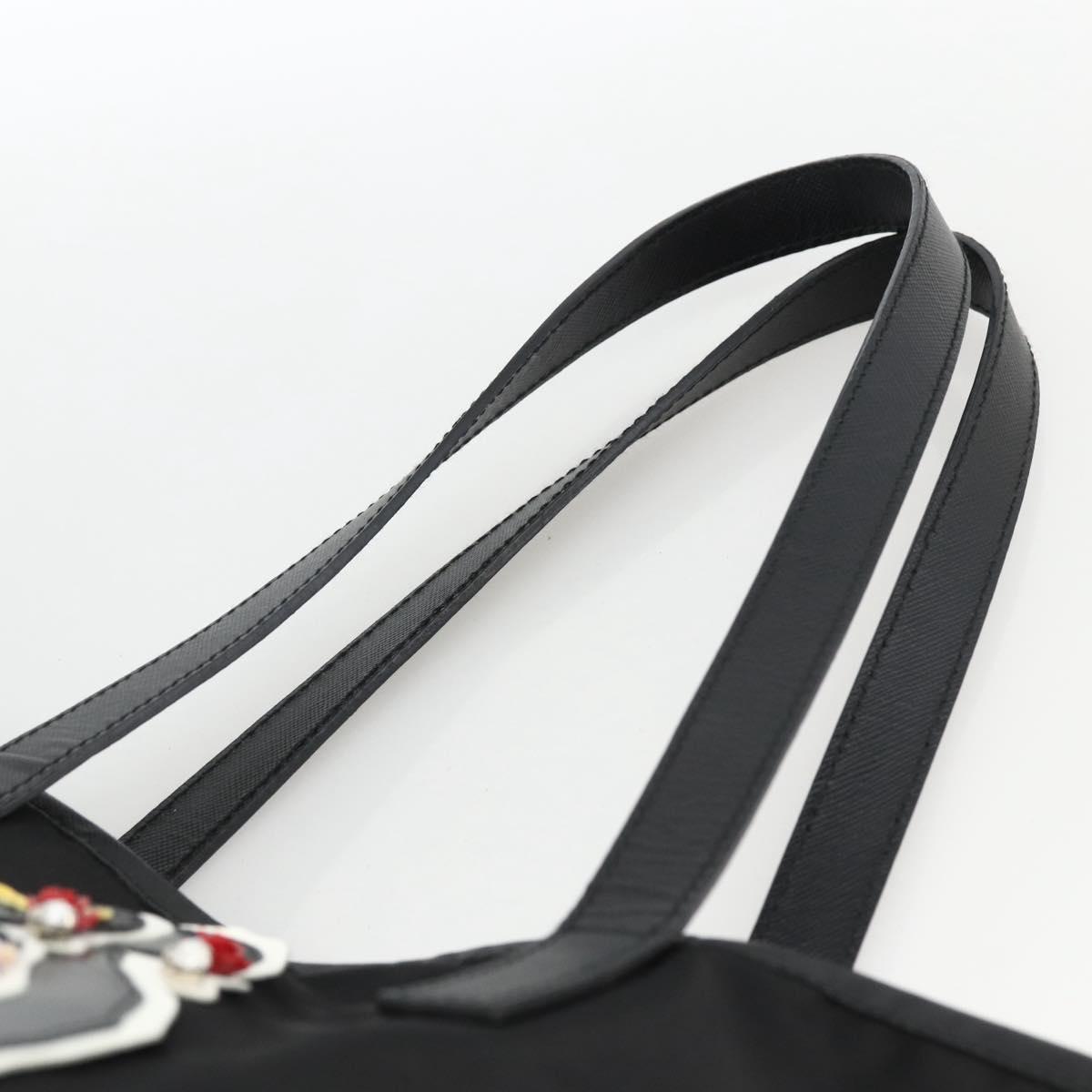 PRADA Tote Bag Nylon Black Silver Auth BA11146V