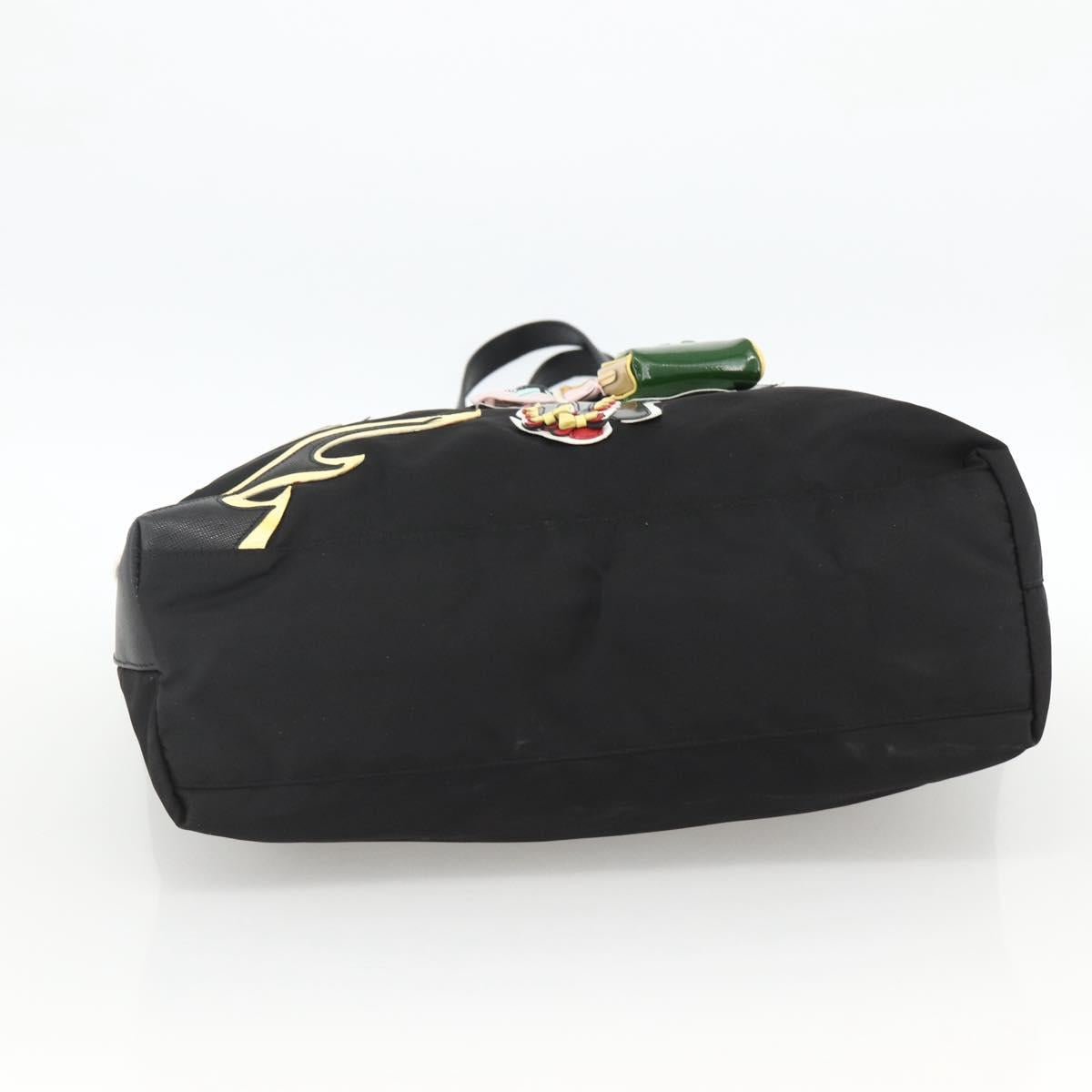 PRADA Tote Bag Nylon Black Silver Auth BA11146V