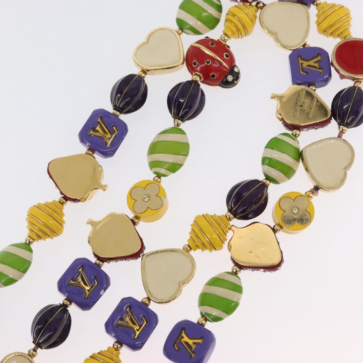 LOUIS VUITTON Brasserie Phrase Necklace Metal Multicolor LV Auth BA11148V
