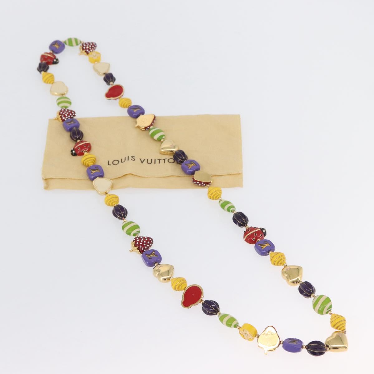 LOUIS VUITTON Brasserie Phrase Necklace Metal Multicolor LV Auth BA11148V
