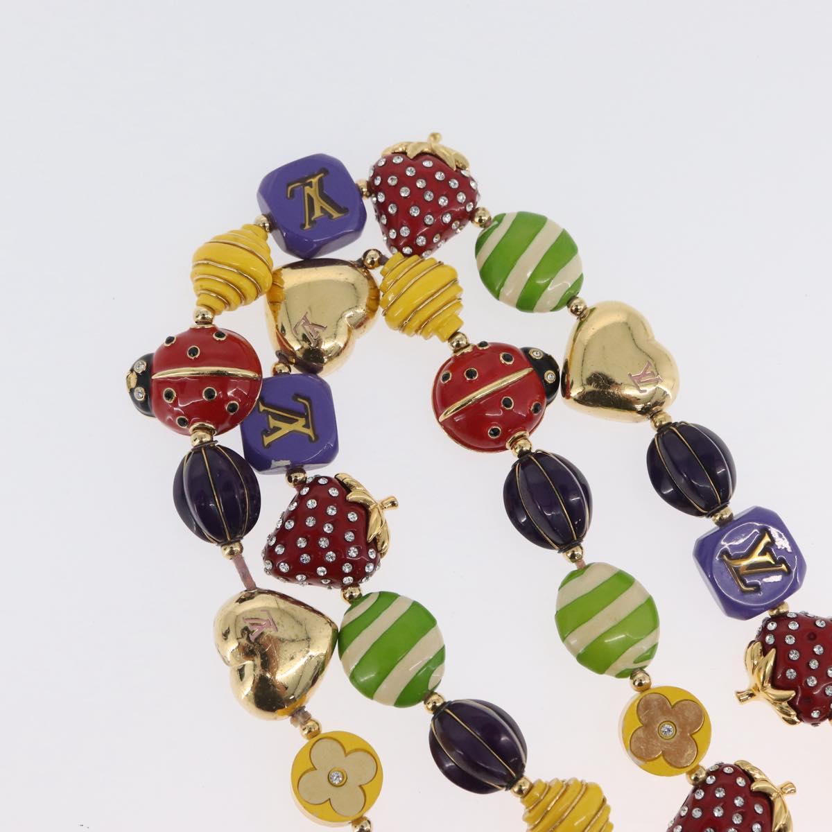 LOUIS VUITTON Brasserie Phrase Necklace Metal Multicolor LV Auth BA11148V