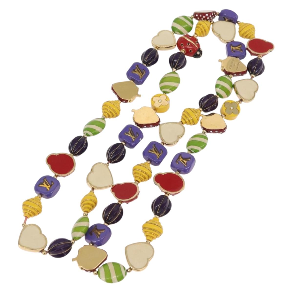 LOUIS VUITTON Brasserie Phrase Necklace Metal Multicolor LV Auth BA11148V