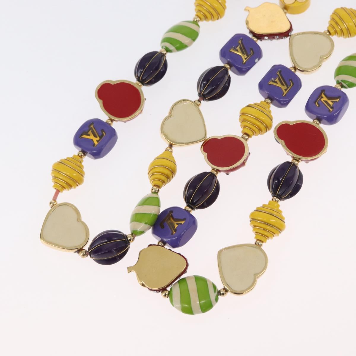 LOUIS VUITTON Brasserie Phrase Necklace Metal Multicolor LV Auth BA11148V