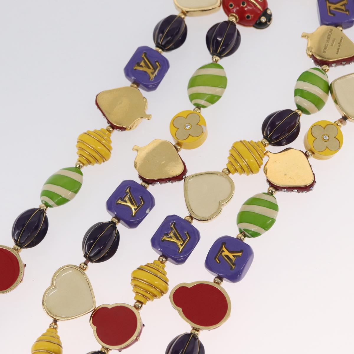 LOUIS VUITTON Brasserie Phrase Necklace Metal Multicolor LV Auth BA11148V