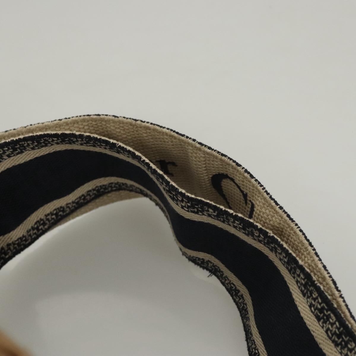 Christian Dior Oblique Wicker Shoulder Bag Rattan Navy Brown gold Auth BA1114AM