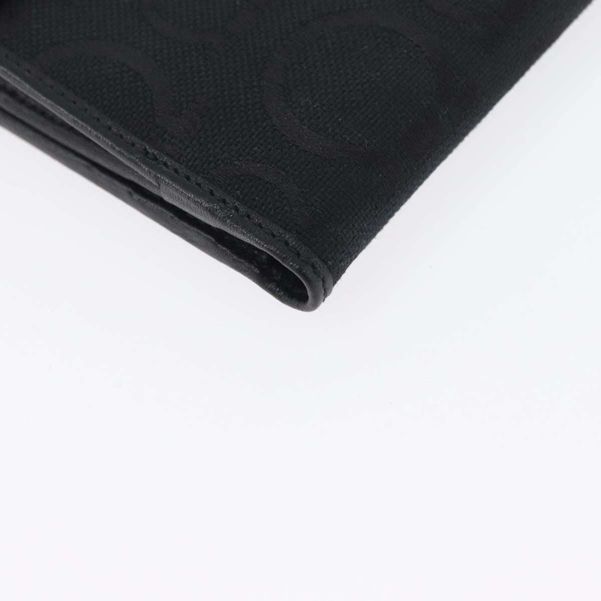 Salvatore Ferragamo Gancini Compact Wallet Nylon Leather Black Auth BA11154V