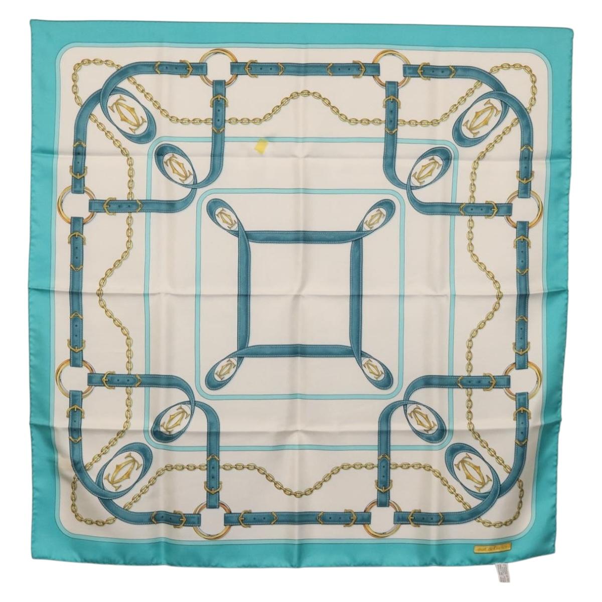CARTIER Scarf Silk Light Blue Auth BA11162V