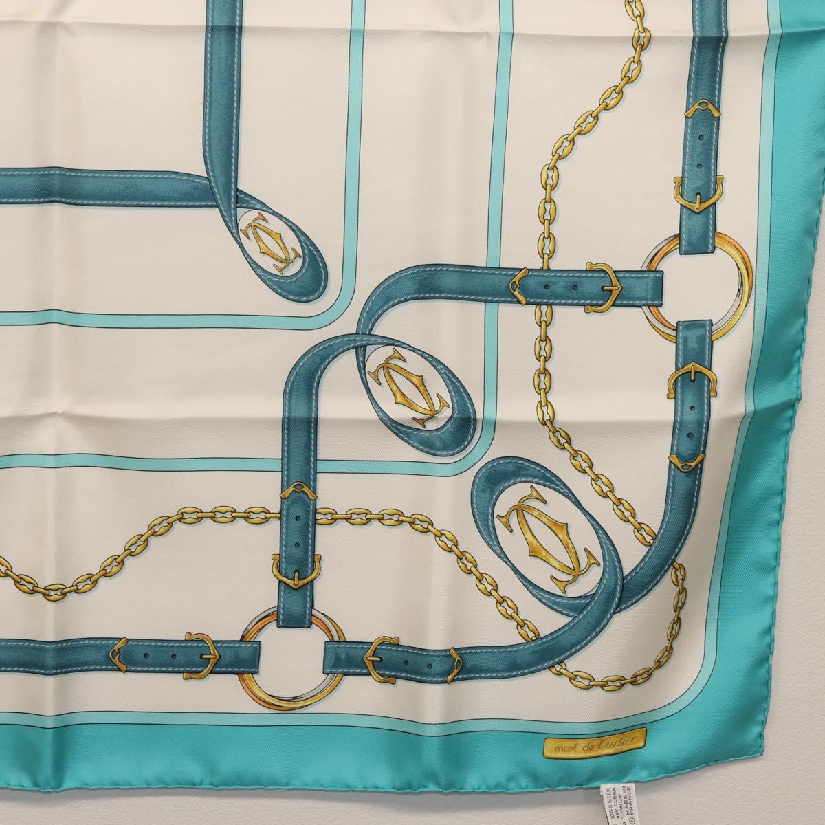 CARTIER Scarf Silk Light Blue Auth BA11162V