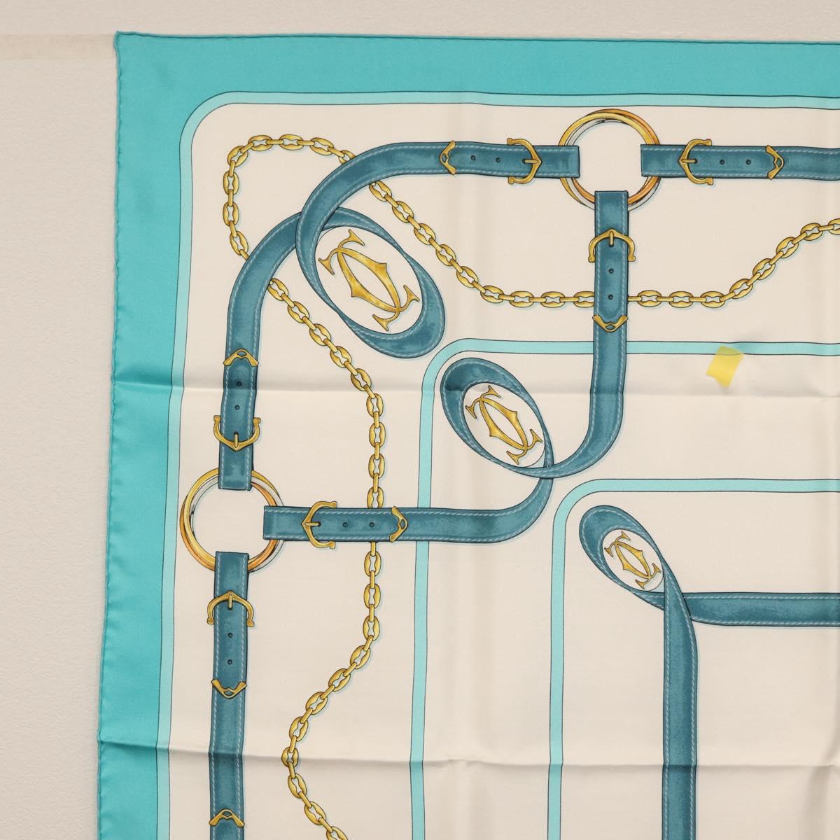 CARTIER Scarf Silk Light Blue Auth BA11162V